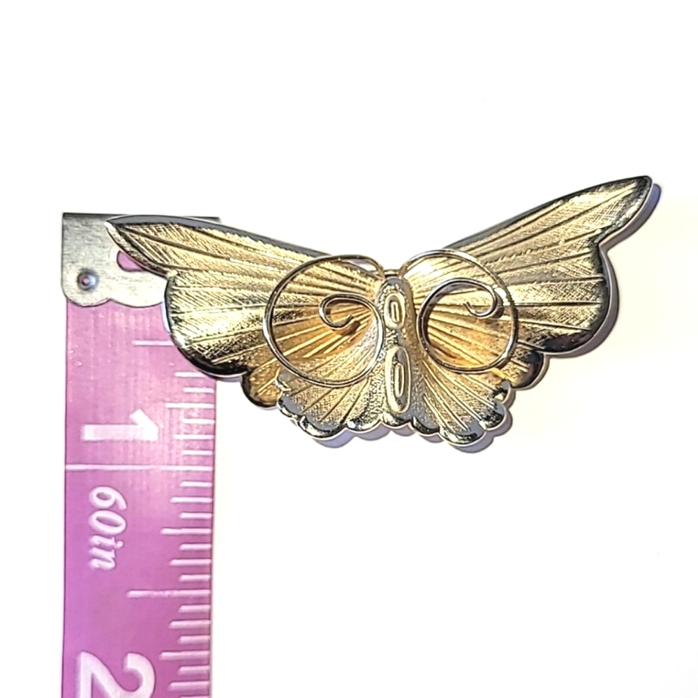 GIOVANNI BROOCHES - PANSY FLOWER & BUTTERFLY GOLDTONE - Picture 6 of 12